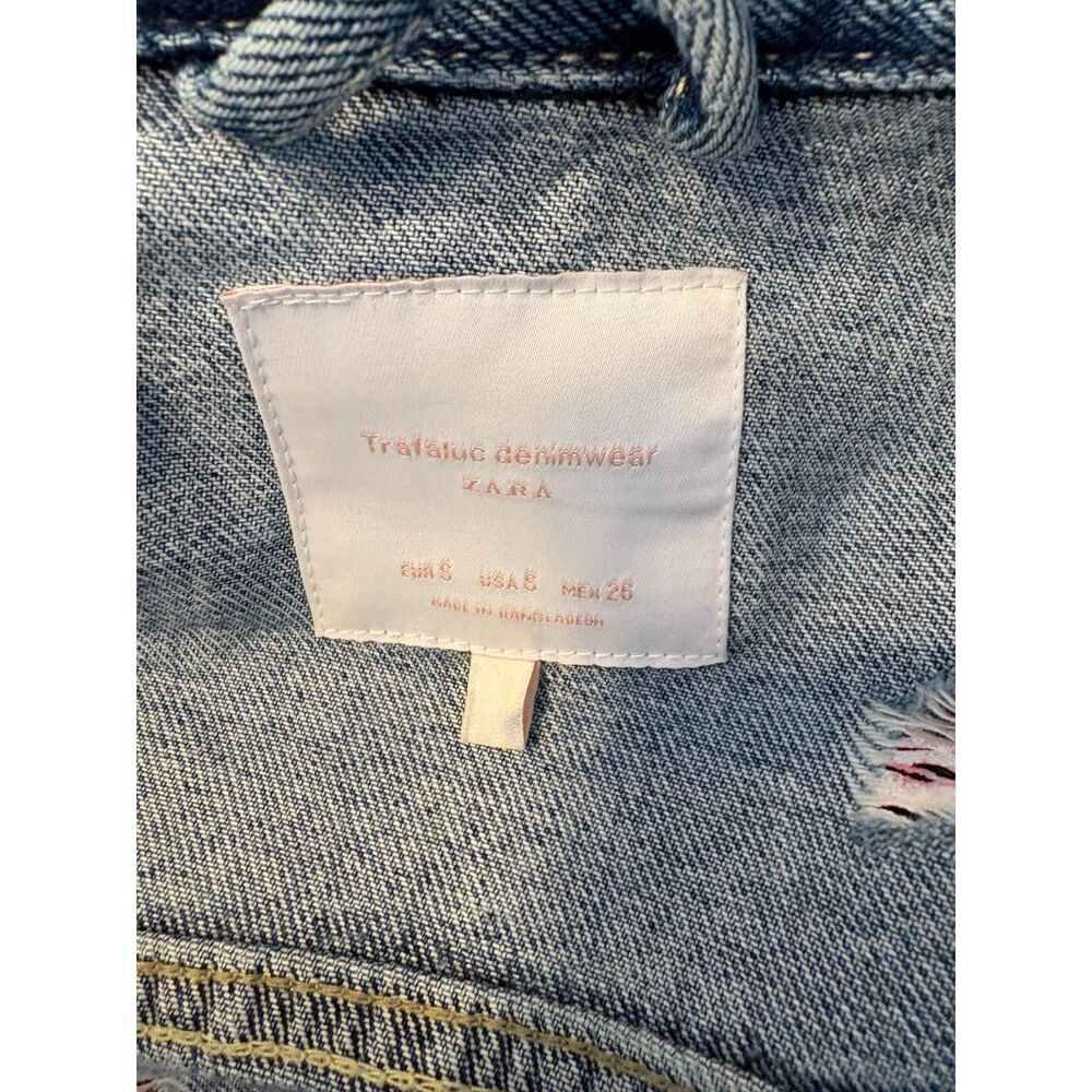 Zara TRF X Ricardo Cavolo Collab Painted Jacket Denim Oversized Distressed - Picture 3 of 4